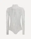 Balmain High Neck Lace Bodysuit With Long Sleeves In White