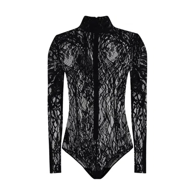 Balmain Lace Bodysuit In Black
