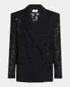 Balmain Lace Double-breasted Jacket In Noir