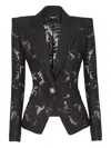 Balmain 1-button Fitted Lace Jacket In Black