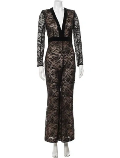 Pre-owned Balmain Lace Lace Pattern Jumpsuit In Black