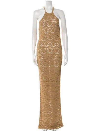 Pre-owned Balmain Lace Pattern Long Dress W/ Tags In Neutral