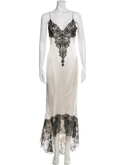 Pre-owned Balmain Lace Pattern Long Dress W/ Tags In Neutral