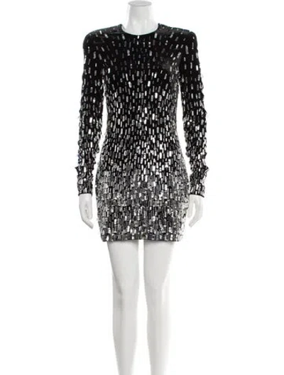 Pre-owned Balmain Lace Pattern Mini Dress In Black