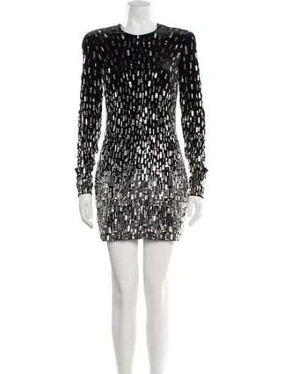 Pre-owned Balmain Lace Pattern Mini Dress In Black