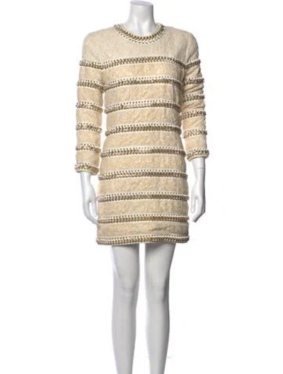 Pre-owned Balmain Lace Pattern Mini Dress In Neutral