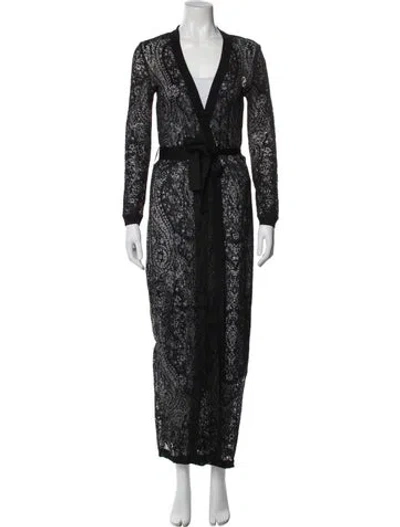 Pre-owned Balmain Lace Pattern Robe In Blue