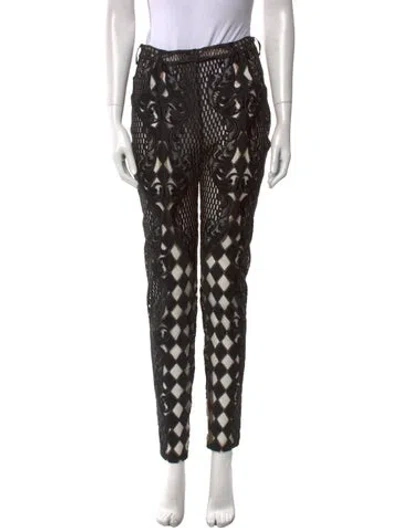 Pre-owned Balmain Lace Pattern Skinny Leg Pants In Black