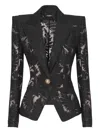 Balmain Lace-patterned Structured Jacket In Black