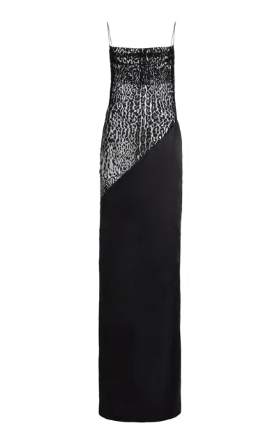Balmain Lace-trimmed Silk-blend Crepe Maxi Dress