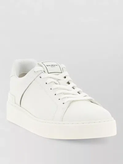Balmain Lace Up Court Sneakers Minimal Design Rubber
