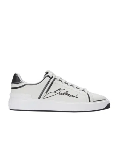 Balmain B-court Printed Calfskin Low-top Sneakers In Multi