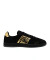 Balmain Swan Suede Mirror Low-top Sneakers In Black