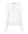 Balmain Lace-up Shoulder Detail Knit Top In White