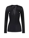 Balmain Long-sleeved Lace-up Top In Black