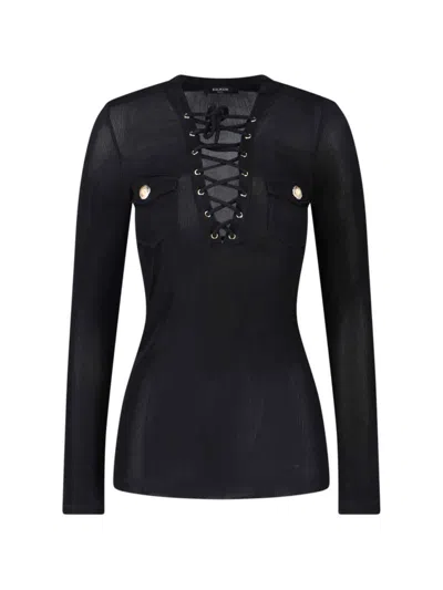 BALMAIN LACE-UP TOP
