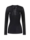 Balmain Long-sleeved Lace-up Top In Black