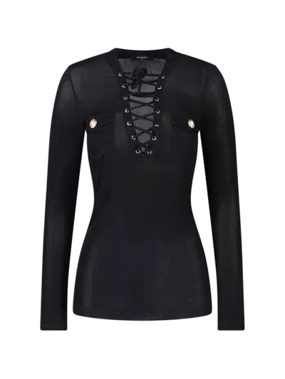 BALMAIN LACE-UP TOP