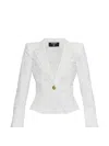 Balmain Lace-patterned Buttoned Blazer In White