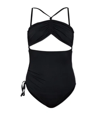Balmain Lace-up One-piece Swimsuit In Black