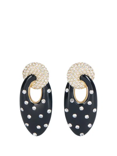 Balmain Lacquered Brass Organic Earrings With Crystals In Gold
