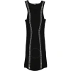 Balmain Ladies Black Crystal Embellished Ribbed Body-con  Minidress In Black