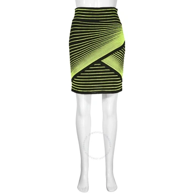 Balmain Ladies Black Striped Knit Mini Skirt