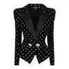Balmain 2-button Glitter Polka-dot Velvet Jacket