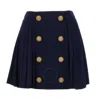 Balmain Button-embellished Pleated Wool Mini Skirt