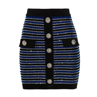 BALMAIN BALMAIN STRIPED BUTTON-FASTENING SKIRT
