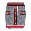 Balmain Multicolor Buttoned Monogram Knit Mini Skirt