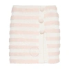 Balmain Button-embellished Striped Knitted Mini Skirt In Gkx Blanc Casse/rose Poudre