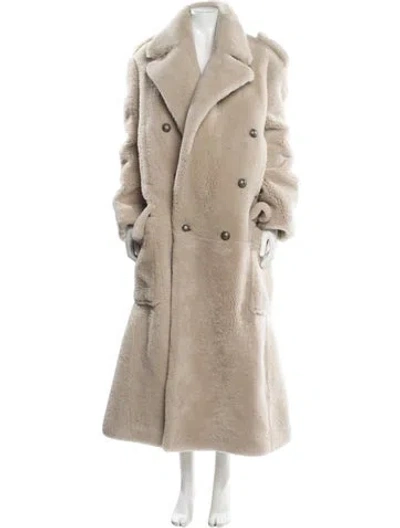 Pre-owned Balmain Lamb Fur Fur Coat In Neutral