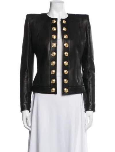 Pre-owned Balmain Lamb Leather Blazer In Black