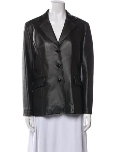 Pre-owned Balmain Lamb Leather Blazer In Brown