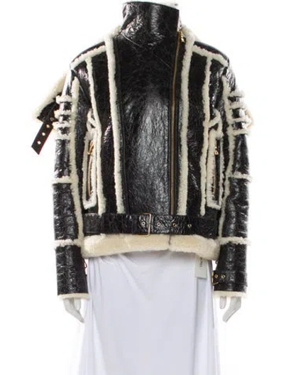 Pre-owned Balmain Lamb Leather Faux Fur Jacket In Multi