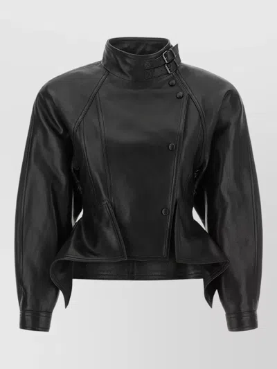 Balmain Lamb Leather Jacket In Black