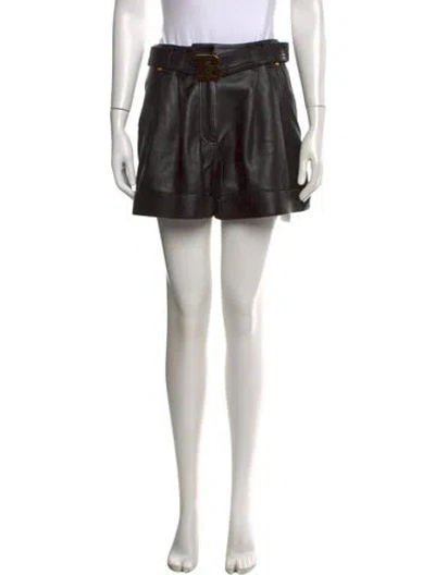 Pre-owned Balmain Lamb Leather Mini Shorts In Black