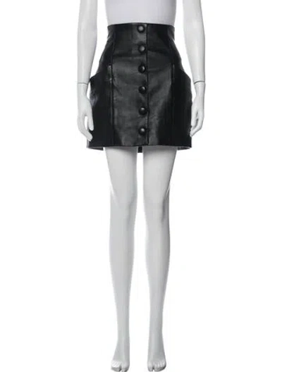 Pre-owned Balmain Lamb Leather Mini Skirt In Black