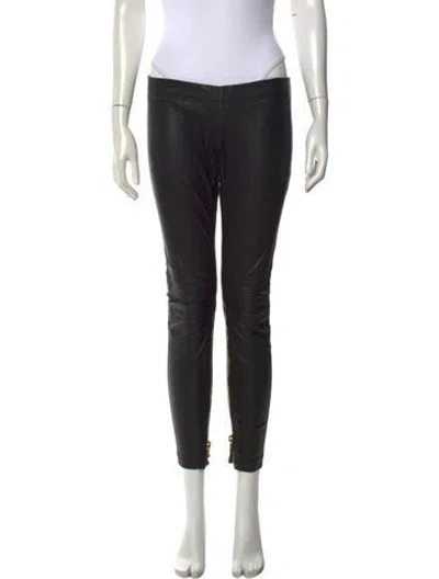 Pre-owned Balmain Lamb Leather Skinny Leg Pants In Black
