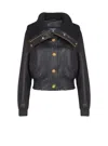 Balmain Lambskin And Knit Bomber Jacket In Black