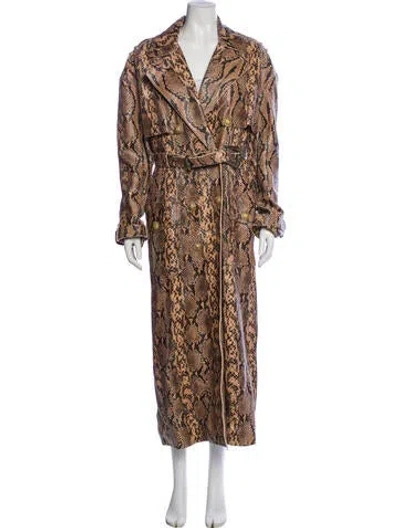 Pre-owned Balmain Lambskin Animal Print Faux Fur Coat In Brown