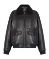 Balmain Lambskin Aviator Bomber Jacket In Black