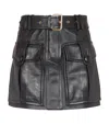 Balmain Lambskin Belted Mini Skirt