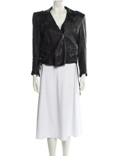 Pre-owned Balmain Lambskin Biker Jacket In Black