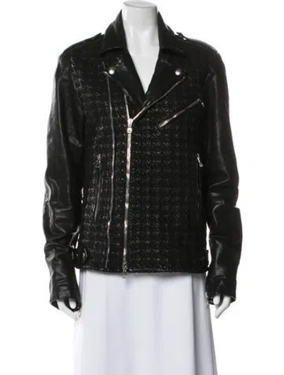 Pre-owned Balmain Lambskin Biker Jacket In Black