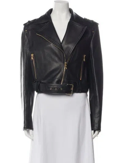 Pre-owned Balmain Lambskin Biker Jacket In Black