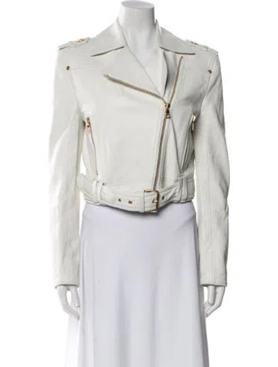 Pre-owned Balmain Lambskin Biker Jacket W/ Tags In White