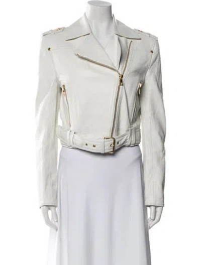 Pre-owned Balmain Lambskin Biker Jacket W/ Tags In White