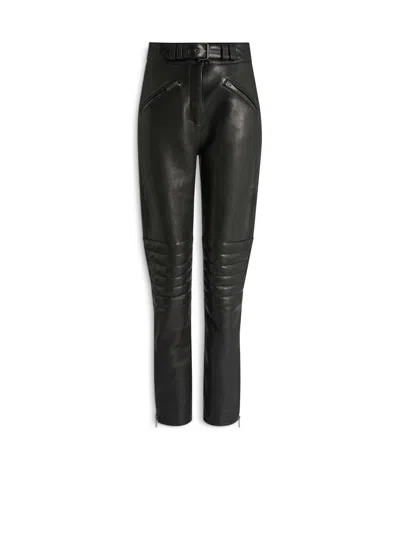 Balmain Lambskin Biker Trousers In Black